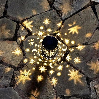 Solar Powered Iron Starry Warm White LED Stake Light - Weatherproof Outdoor Lawn Pathway Garden Lighting