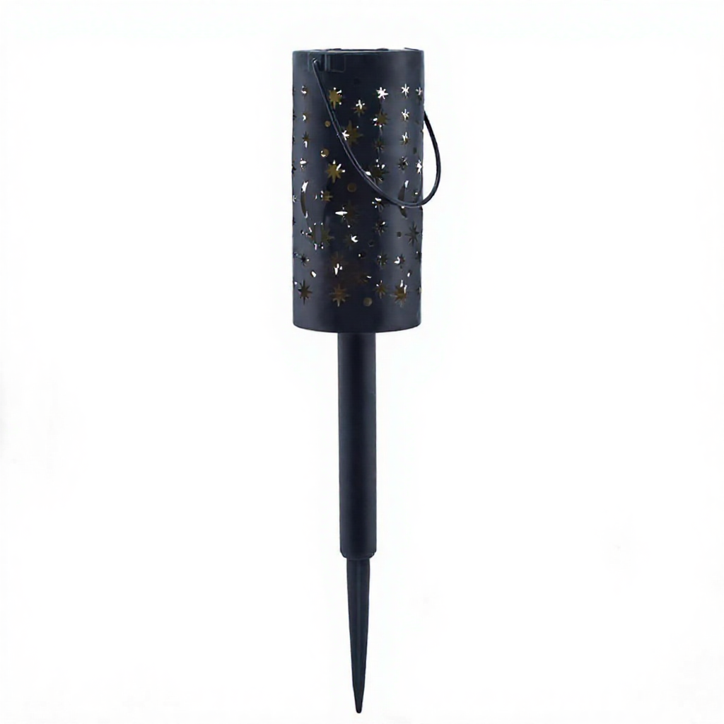 Solar Powered Iron Starry Warm White LED Stake Light - Weatherproof Outdoor Lawn Pathway Garden Lighting