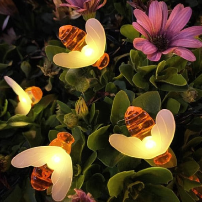 Solar‑Powered LED Bee String Lights - Home Yard Garden Patio Outdoor Decor Lighting