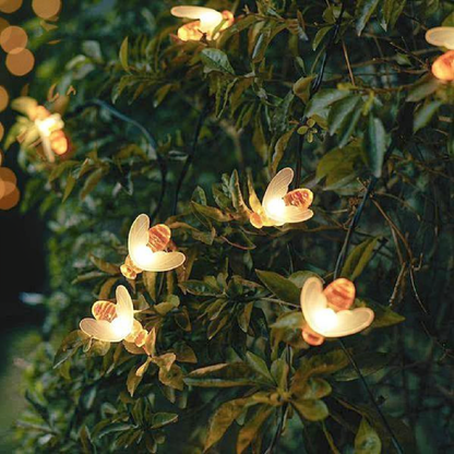 Solar‑Powered LED Bee String Lights - Home Yard Garden Patio Outdoor Decor Lighting