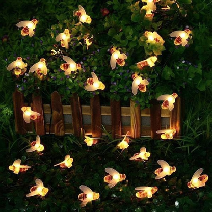 Solar‑Powered LED Bee String Lights - Home Yard Garden Patio Outdoor Decor Lighting