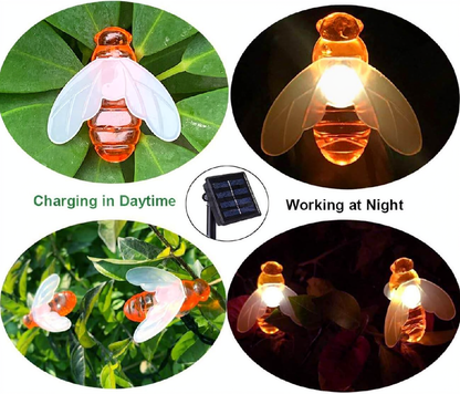 Solar‑Powered LED Bee String Lights - Home Yard Garden Patio Outdoor Decor Lighting