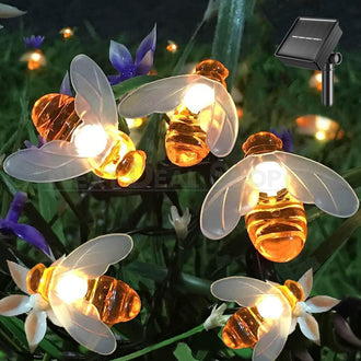 Solar-Powered LED Bee String Lights