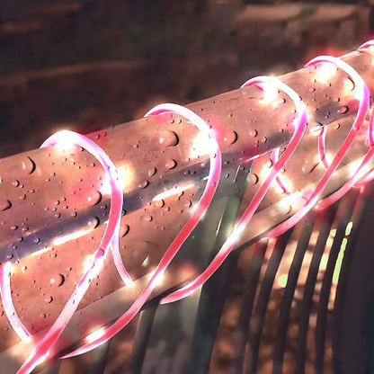 Solar Powered LED Candy Cane Rope Light - 16.4ft, Weatherproof Yard Garden Patio Xmas Holiday Outdoor Party Decor Lighting