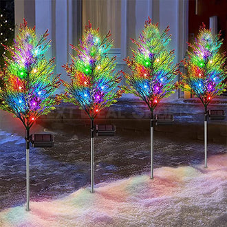 Solar Powered LED Cypress‑Tree Stake Lights ‑ Weatherproof Lawn & Walkway Holiday Lighting