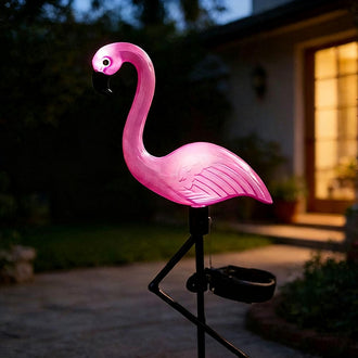 Solar Powered LED Flamingo Garden Stake Light ‑ Weatherproof Flower Bed & Yard Lighting