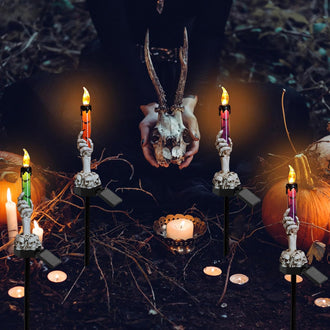 Solar Powered LED Ghost Hand Candle Stake Light