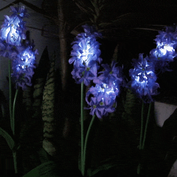 Solar-Powered LED Hyacinth 3 Piece Stake Set-White-View 2-Next Deal Shop