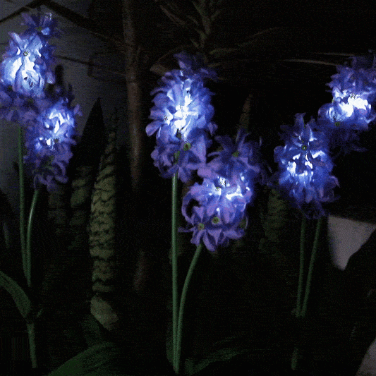 Solar-Powered LED Hyacinth 3 Piece Stake Set-White-View 2-Next Deal Shop