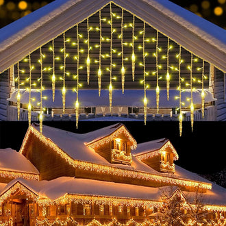 Solar-Powered LED Icicle Curtain Light