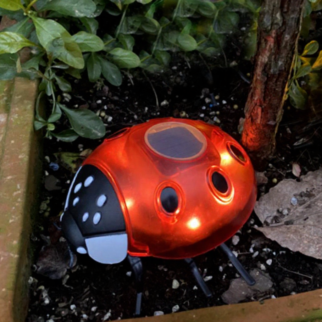 Solar Powered LED Ladybug Garden Light - Waterproof Outdoor Lawn Patio Garden Lighting