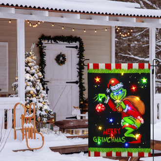 Solar Powered LED Merry Grinchmas Garden Flag
