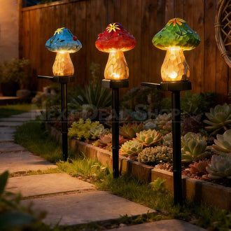 Solar Powered LED Mushroom Garden Stake Light