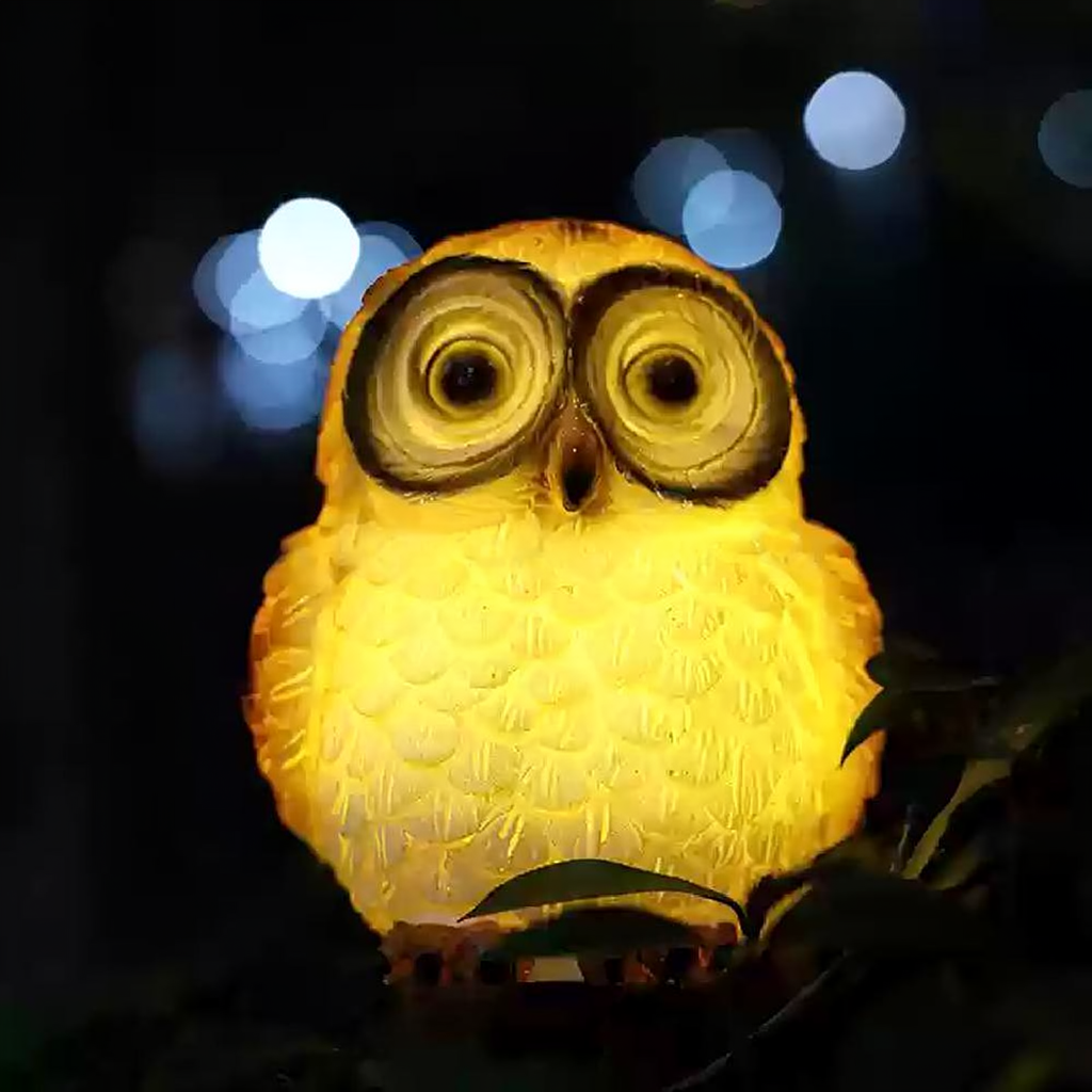 Solar Powered LED Owl Statue - Weatherproof Yard Lawn Flower Bed Outdoor Garden Landscape Ornament Decor Lighting