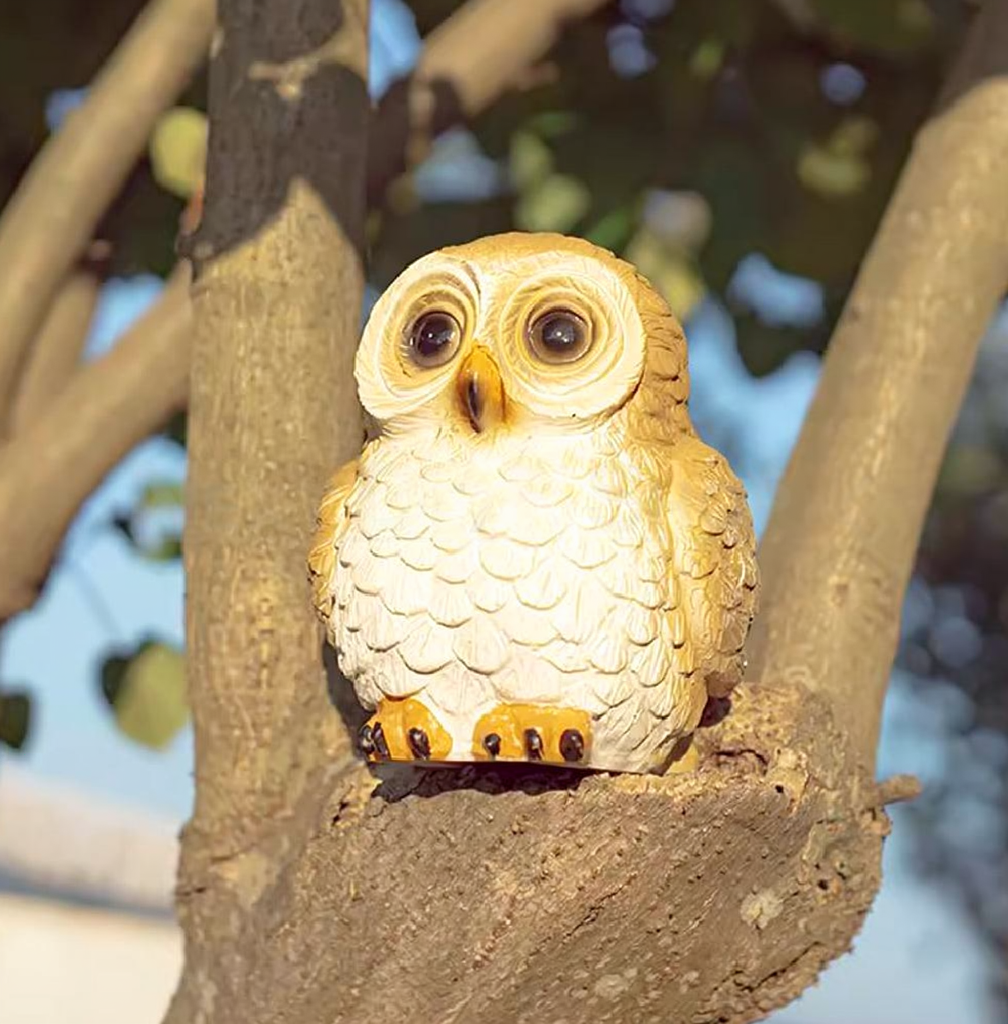 Solar Powered LED Owl Statue - Weatherproof Yard Lawn Flower Bed Outdoor Garden Landscape Ornament Decor Lighting