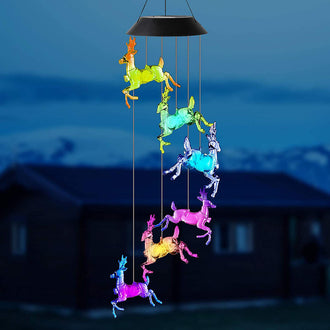 Solar Powered LED Reindeer Wind Chime Light