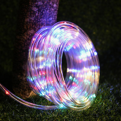 Solar Powered LED Rope String Light - Weatherproof Yard Garden Patio Backyard Outdoor Holiday Party Decor Lighting