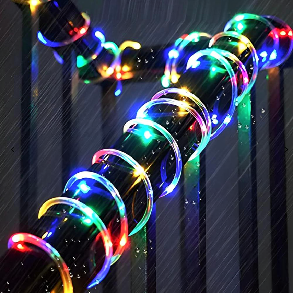 Solar Powered LED Rope String Light - Weatherproof Yard Garden Patio Backyard Outdoor Holiday Party Decor Lighting