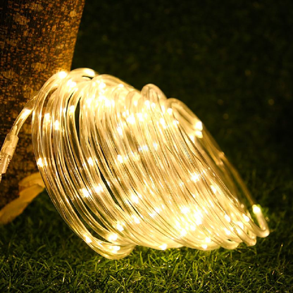 Solar Powered LED Rope String Light - Weatherproof Yard Garden Patio Backyard Outdoor Holiday Party Decor Lighting