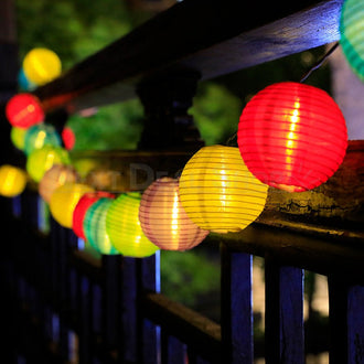 Solar Powered LED Silk Lantern String Light
