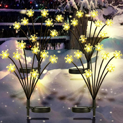 Solar Powered LED Snowflake Garden Stake Light - Weatherproof Yard Lawn Flower Bed Patio Outdoor Holiday Decor Lighting