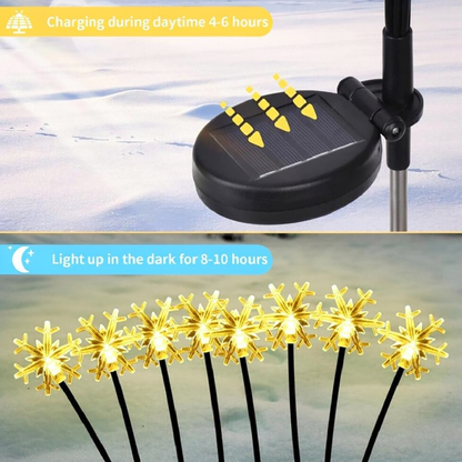 Solar Powered LED Snowflake Garden Stake Light - Weatherproof Yard Lawn Flower Bed Patio Outdoor Holiday Decor Lighting