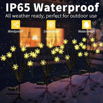 Solar Powered LED Snowflake Garden Stake Light - Weatherproof Yard Lawn Flower Bed Patio Outdoor Holiday Decor Lighting