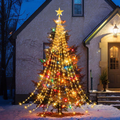 Solar Powered LED Star Waterfall Light - Weatherproof Yard Garden Patio Backyard Outdoor Holiday Party Decor Lighting
