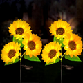 Solar Powered LED Sunflower Stake Light  -  2 Pack, Weatherproof Outdoor Lawn Pathway Garden Lighting