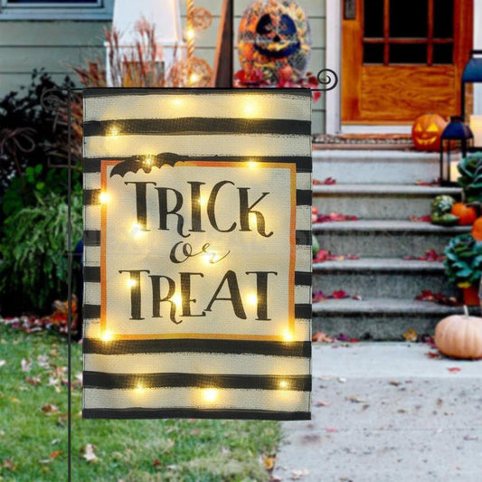 Solar Powered Led Trick or Treat Garden Flag-View 2-Next Deal Shop