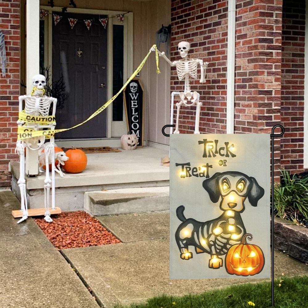 Solar Powered Led Pumpkin Puppy Garden Flag-View 1-Next Deal Shop