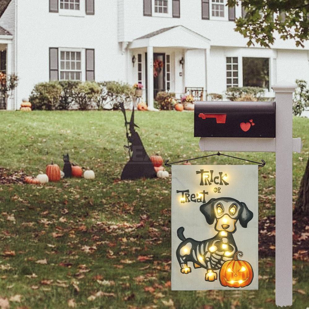 Solar Powered Led Pumpkin Puppy Garden Flag-View 3-Next Deal Shop