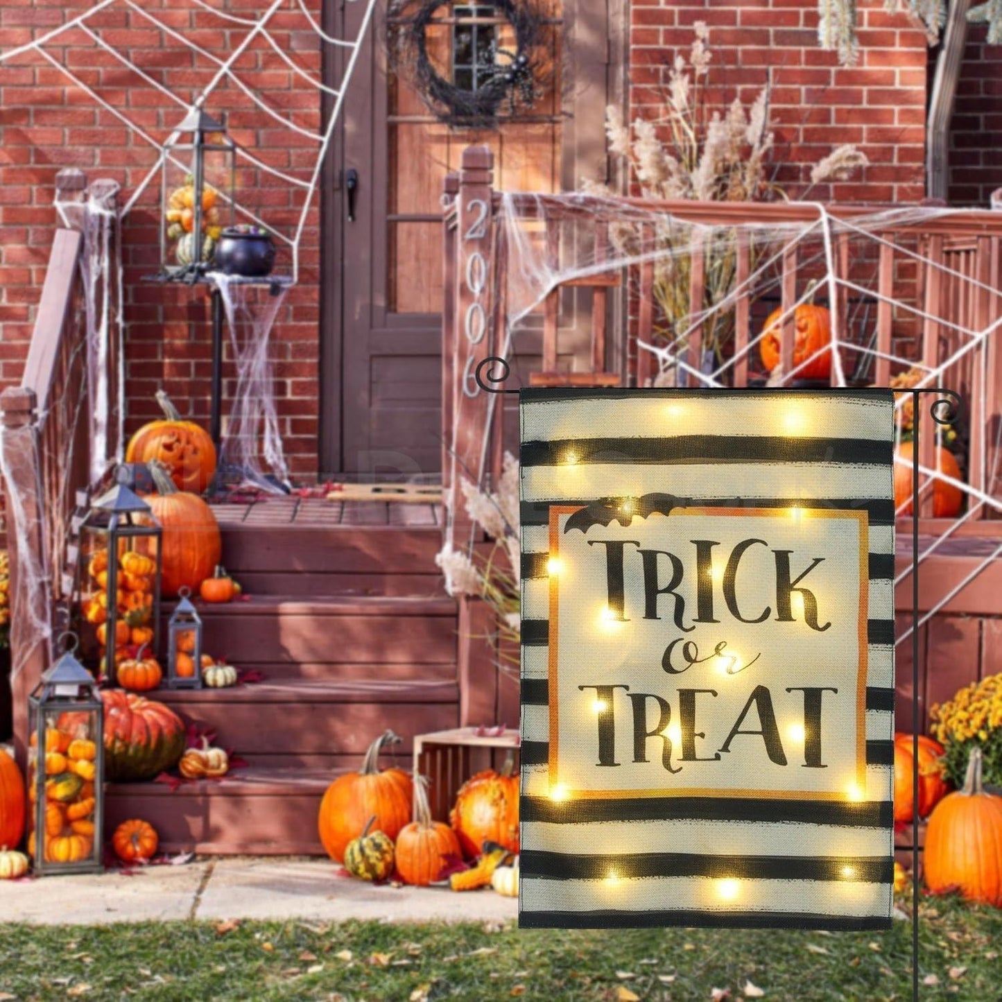 Solar Powered Led Trick or Treat Garden Flag-View 3-Next Deal Shop