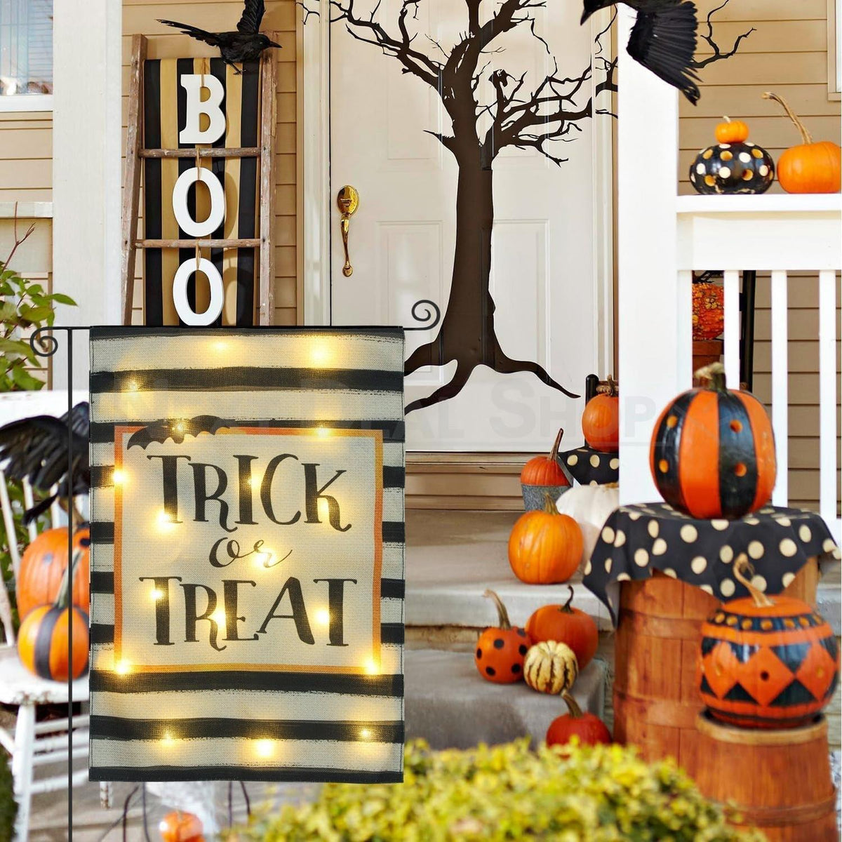 Solar Powered Led Trick or Treat Garden Flag-View 4-Next Deal Shop