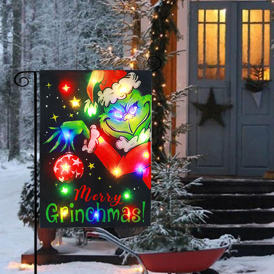 Solar Powered Led Christmas Grinch Garden Flag-Next Deal Shop-Next Deal Shop