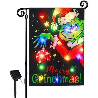 Solar Powered Led Christmas Grinch Garden Flag-Next Deal Shop-Next Deal Shop