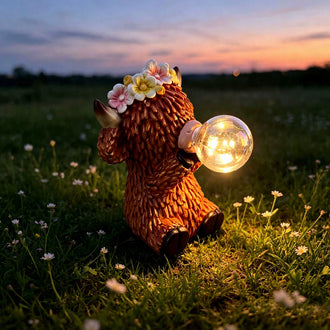 Solar Powered Light Up Resin Bubble Blowing Highland ‑  Garden Statue‑Lawn & Patio Outdoor Decor