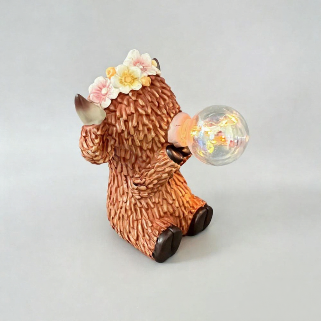 Solar Powered Light Up Resin Bubble Blowing Highland  -   Garden Statue Lawn & Patio Outdoor Decor