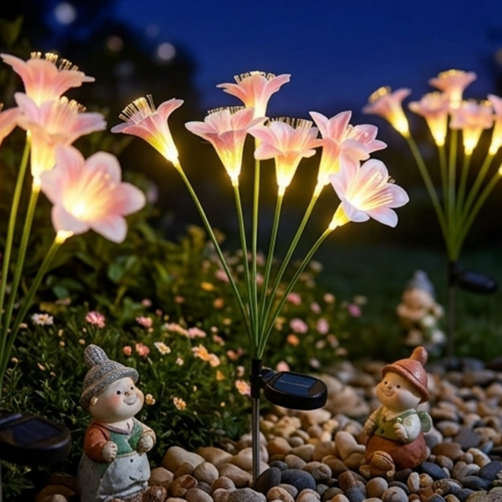 Solar Powered Lily Flower Garden Stake Light - Outdoor Pathway Yard Lawn Patio Flower Bed Decor