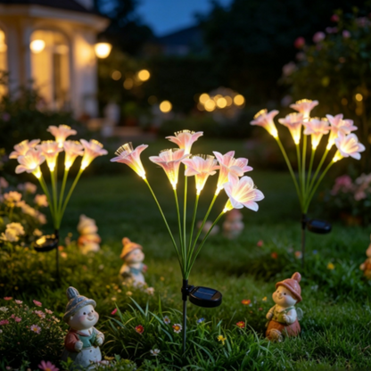 Solar Powered Lily Flower Garden Stake Light - Outdoor Pathway Yard Lawn Patio Flower Bed Decor
