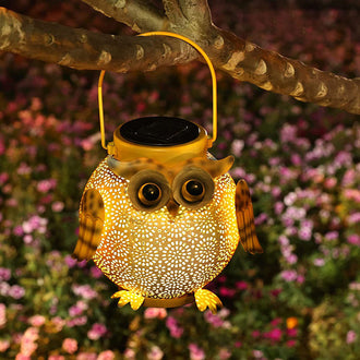 Solar Powered Metal Owl Lantern