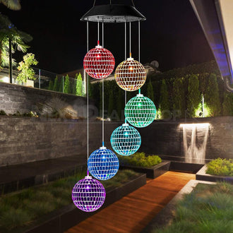 Solar Powered Disco Ball Wind Chime Light