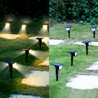 Solar Powered Motion Sensor Dual Spotlights - Weatherproof Outdoor Patio Garden Lighting