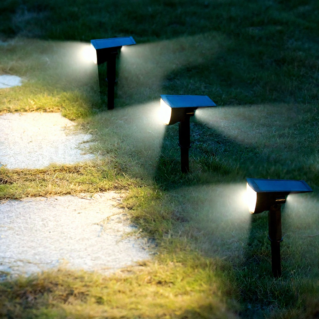 Solar Powered Motion Sensor Dual Spotlights - Weatherproof Outdoor Patio Garden Lighting