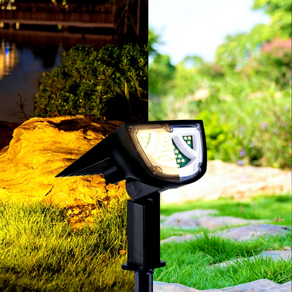 Solar Powered Motion Sensor Dual Spotlights - Weatherproof Outdoor Patio Garden Lighting