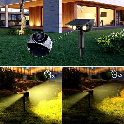 Solar Powered Motion Sensor Dual Spotlights - Weatherproof Outdoor Patio Garden Lighting