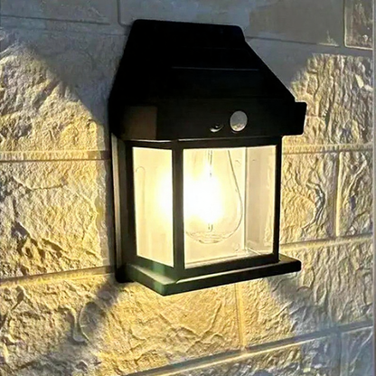 Solar Powered Motion Sensor LED Wall Light - Weatherproof Outdoor Patio Exterior Lighting