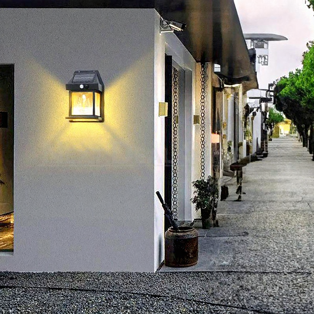 Solar Powered Motion Sensor LED Wall Light - Weatherproof Outdoor Patio Exterior Lighting