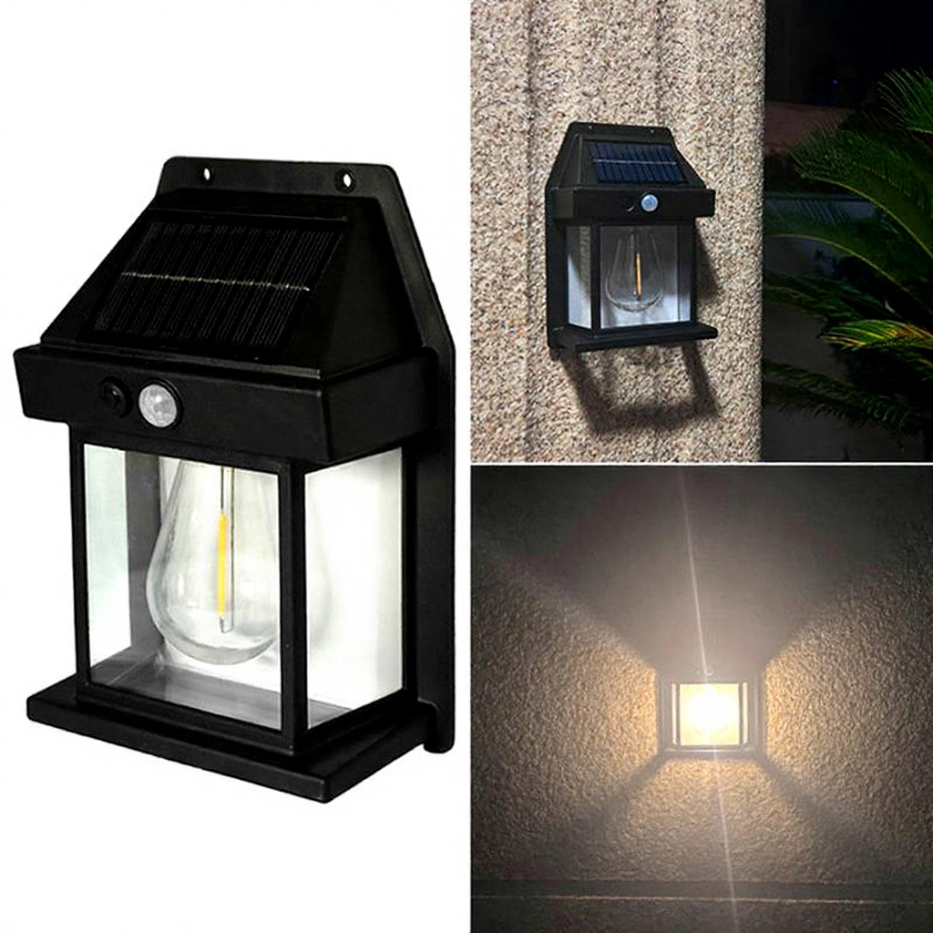 Solar Powered Motion Sensor LED Wall Light - Weatherproof Outdoor Patio Exterior Lighting