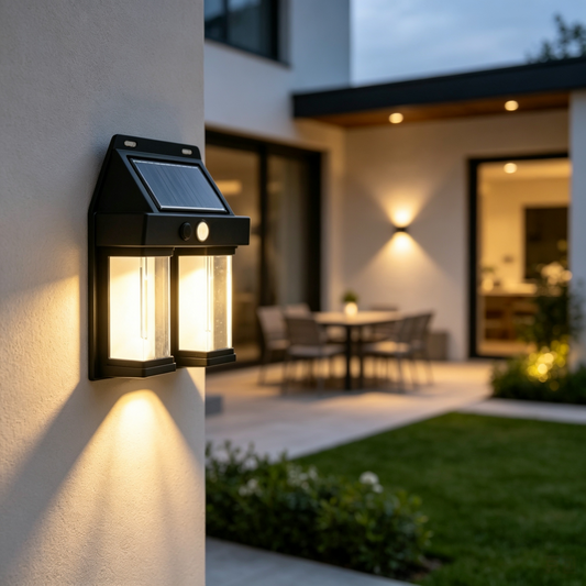 Solar Powered Motion Sensor Vintage Filament Bulb Outdoor Wall Light, Waterproof Exterior Wall Lamp for Patio Porch Garden Yard